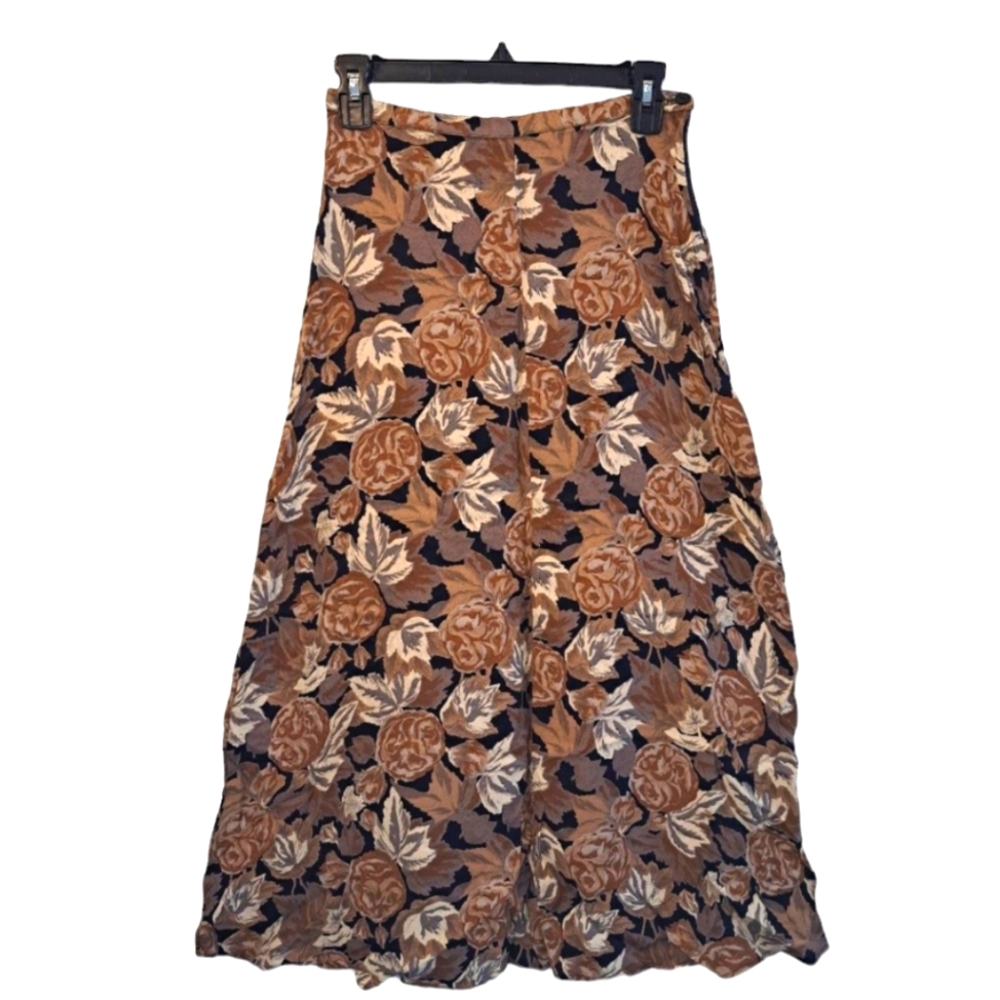 Katherine Stone Brown Neutral Floral Maxi Skirt Size Medium